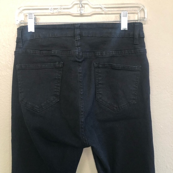 American Bazi Colored Zipper Skinny Fit Frayed Hem Black Jeans Size S - Picture 5 of 12